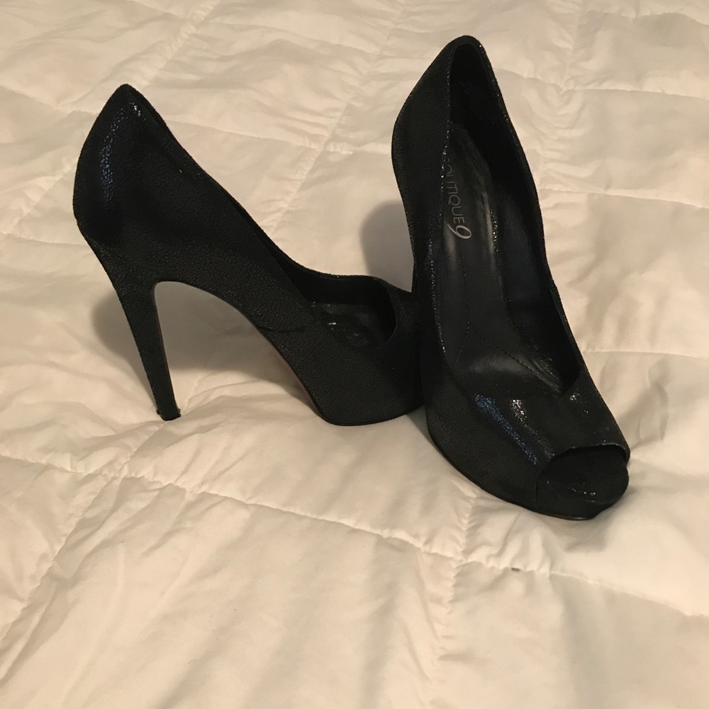 Caden Pumps Heels Embossed Suede Leather Open Toe